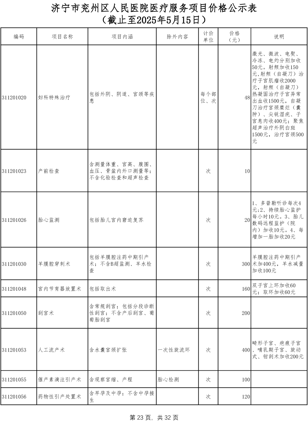 济宁市兖州区人民医院医疗服务项目价格公示表-23.jpg